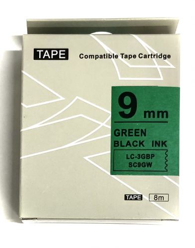 Taśma SC9GW zamiennik Epson LC-3GBP 9mm czarny/zielonej