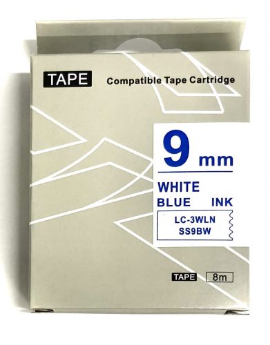 Taśma SS9BW zamiennik Epson LC-3WLN 9mm niebieski/białej