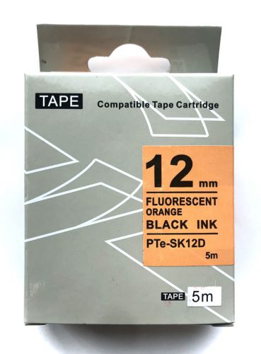 Taśma fluorescencyjna PTe-SK12D do Epson 12mm czarny/pomarańczowej