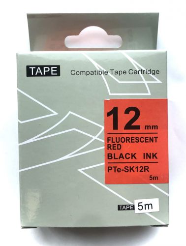 Taśma fluorescencyjna PTe-SK12R do Epson 12mm czarny/czerwonej
